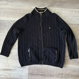 Ralph Lauren Cable Knit Full Zip Sweater Women’s Size 2XL Navy Classic